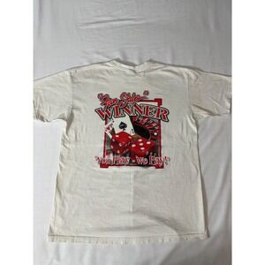 Vintage Anvil Ocean Players Club Fun Ship Winner Casino T-Shirt Mens Large White